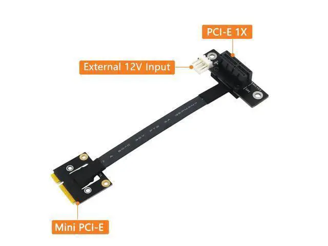 Alt view image 4 of 6 - Add On Cards 270 Degree Mini PCIe To PCI-E 1X Adapter Cable Mini PCI Express to PCI-E X1 Riser 4Pin Power Connector for Extender