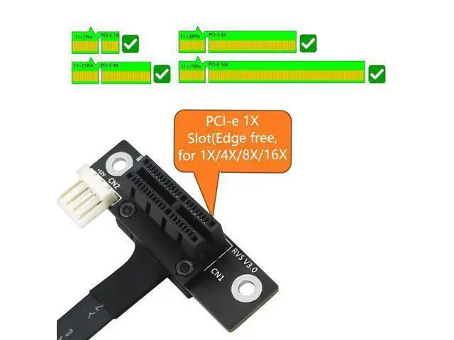 Alt view image 5 of 6 - Add On Cards 270 Degree Mini PCIe To PCI-E 1X Adapter Cable Mini PCI Express to PCI-E X1 Riser 4Pin Power Connector for Extender