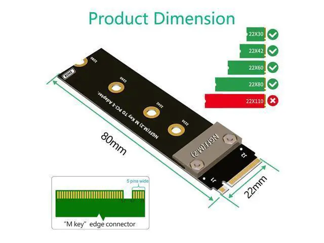 Alt view image 3 of 6 - Riser PCIe x4 3.0 Extension Cable PCI Express 4x To M.2 NVMe M Key 2230 2242 2260 2280 Riser Card Gen 3.0 Extender Cable 32G/bps