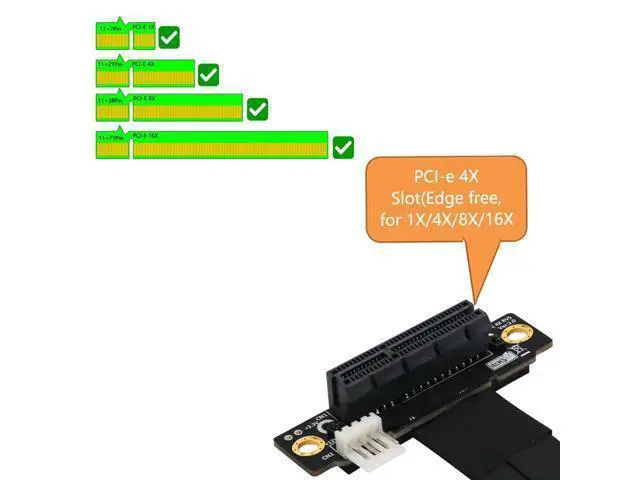 Alt view image 5 of 6 - Riser PCIe x4 3.0 Extension Cable PCI Express 4x To M.2 NVMe M Key 2230 2242 2260 2280 Riser Card Gen 3.0 Extender Cable 32G/bps