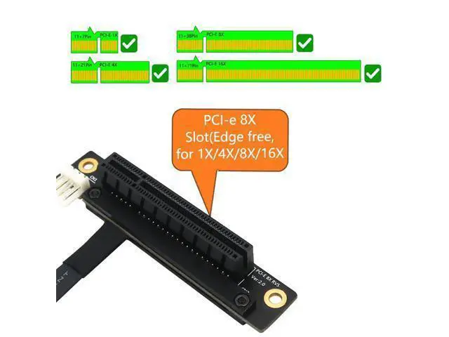 Alt view image 4 of 6 - PCIE Riser 270 degree M.2 NGFF Dual Key A-E To PCI-E 8X Adapter Cable Converter 4P FDD Power Connector for PCI-E Tester Extender