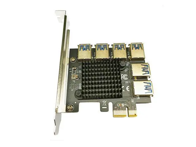 Alt view image 4 of 6 - PCI Express Multiplier Adapter PCIE 1 to 6 USB 3.0 Extender PCI-E 1 to 6 Riser Card PCIE 1X to 16X Slot for Bitcoin Miner Mining