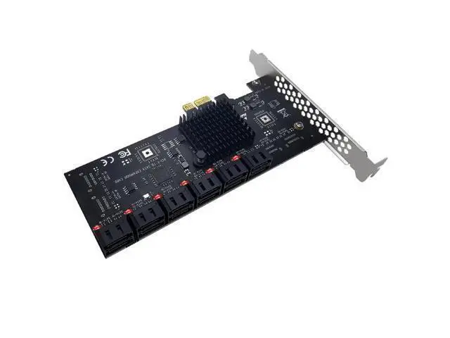 Alt view image 2 of 6 - PCIE SATA Adapter Card SATA Controller 12 Port SATA 3 PCI Express X1 Expansion Card Add on Cards Riser PCIE Card for Chia Mining