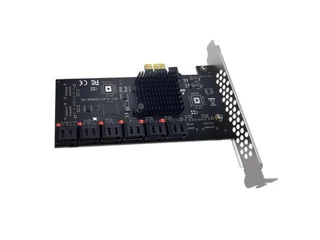 Alt view image 3 of 6 - PCIE SATA Adapter Card SATA Controller 12 Port SATA 3 PCI Express X1 Expansion Card Add on Cards Riser PCIE Card for Chia Mining
