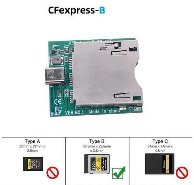 Main image of CFexpress Card Reader USB3.1 Gen 2 Type C 10Gbps CFE-B / CFE-A Card Memory Card Storage Adapter for PC Laptop Computer Phone(01-CFB Board)