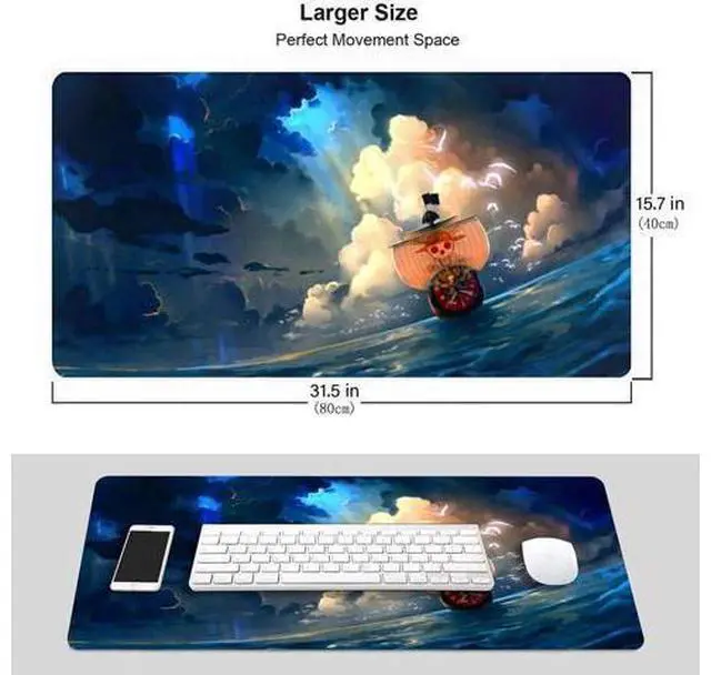 Alt view image 2 of 7 - Anime One Piece Extended Gaming Mouse Pad with Stitched Edges Large Mouse pad with Non-Slip Rubber Base for Work & Gaming Office & Home 31.5x15.7inch