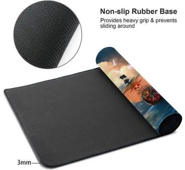 Alt view image 3 of 7 - Anime One Piece Extended Gaming Mouse Pad with Stitched Edges Large Mouse pad with Non-Slip Rubber Base for Work & Gaming Office & Home 31.5x15.7inch