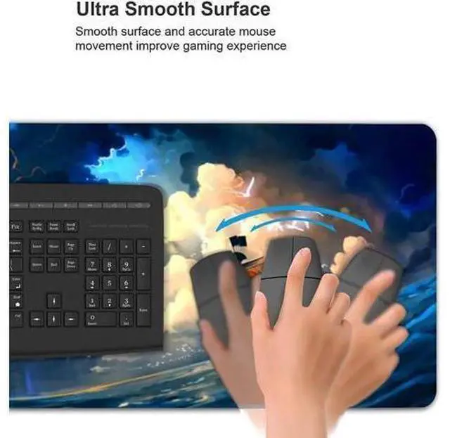 Alt view image 5 of 7 - Anime One Piece Extended Gaming Mouse Pad with Stitched Edges Large Mouse pad with Non-Slip Rubber Base for Work & Gaming Office & Home 31.5x15.7inch