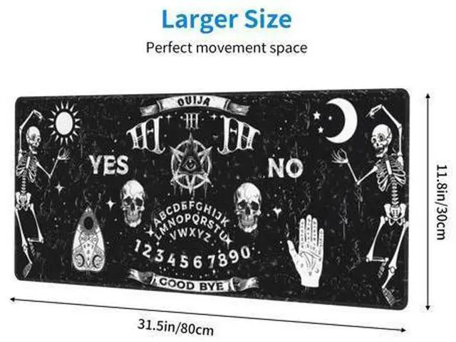 Alt view image 3 of 5 - Gothic Skull Mouse Pad Extended Large Gaming Mouse Pad XL Stitched Edges for Gamer Home Office 31.5 X 11.8 Inch