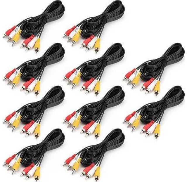 Main image of Spofit 3RCA Cable 10Pack 6ft Audio Video Composite 3-Male to 3-Male DVD Cable for TV, VCR, DVD