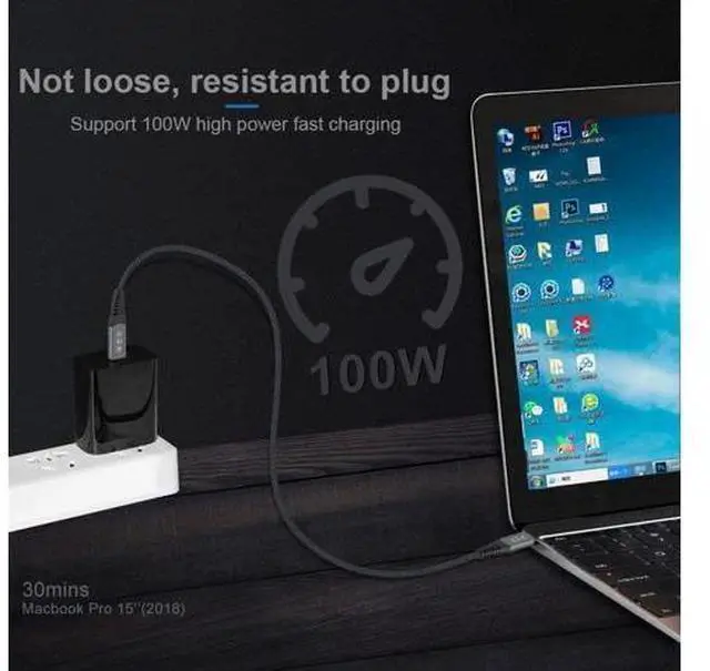 Alt view image 4 of 5 - NFHK USB4 Cable 40Gbps with 100W Charging and 8K@60Hz 5K@60Hz USB4.0 Compatible with Thunderbolt3/4 50cm