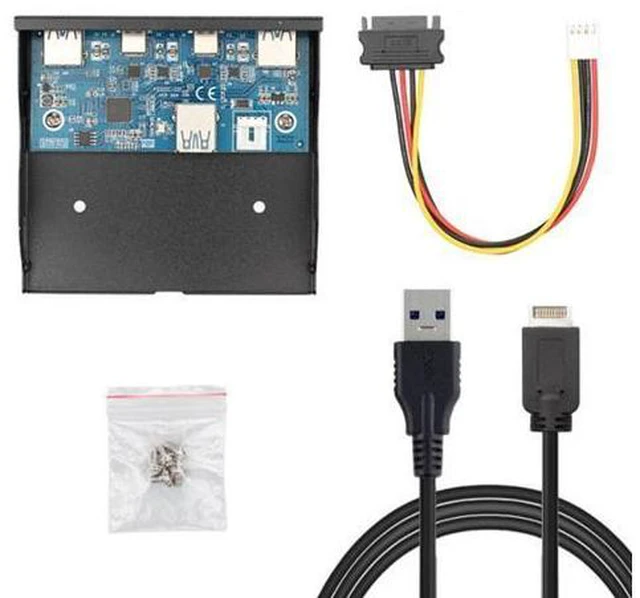 Alt view image 2 of 7 - CY USB 3.1 Front Panel Header to USB-C & USB 3.0 HUB 4 Ports Front Panel Motherboard Cable for 3.5" Floppy Bay UC-126