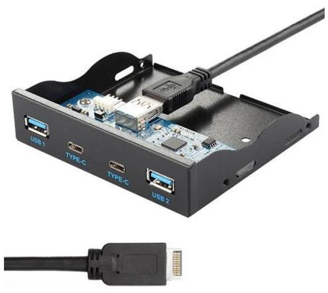Alt view image 3 of 7 - CY USB 3.1 Front Panel Header to USB-C & USB 3.0 HUB 4 Ports Front Panel Motherboard Cable for 3.5" Floppy Bay UC-126