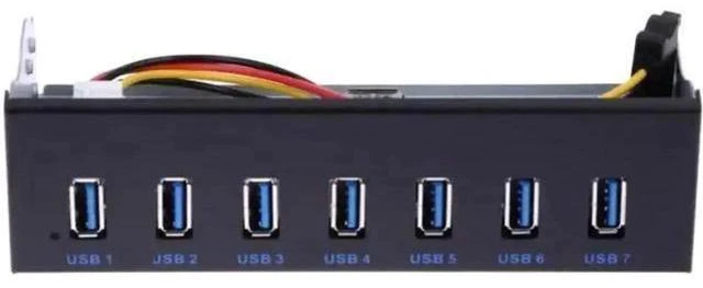 Main image of 7 Ports USB 3.0 Hub 5Gbs 5.25" CD-ROM Drive Bay CD ROM Front Panel for Computer Case+USB 3.0 19-pin Header to Type-A Male Cable