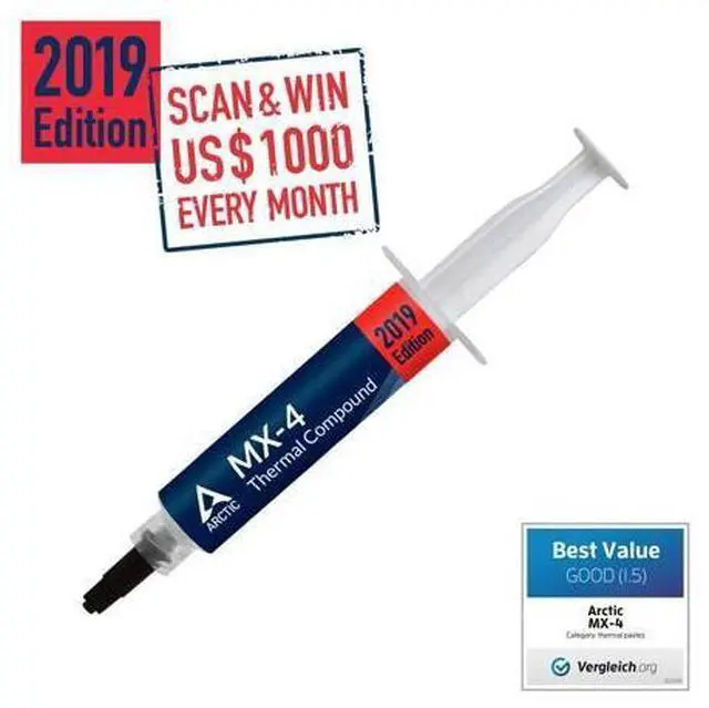 Main image of ARCTIC MX-4 2019 Edition - Thermal Compound Paste - Carbon Based High Performance - Heatsink Paste - Thermal Compound CPU for All Coolers, Thermal Interface Material - High Durability - 8 Grams