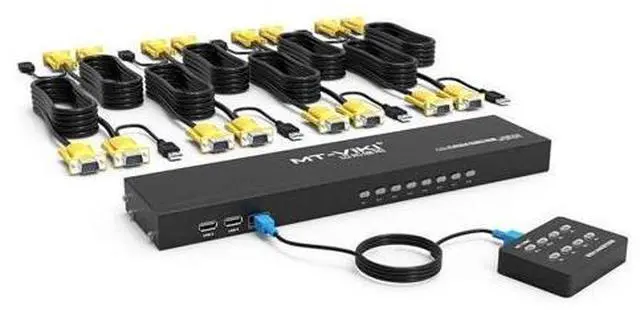 Main image of KVM Switch 8 Port KVM Switch VGA USB+8 Cables 2 in1 & Wired Extended Selector, MT-VIKI 8x1 Rackmount KVM VGA Switch eokCXOY