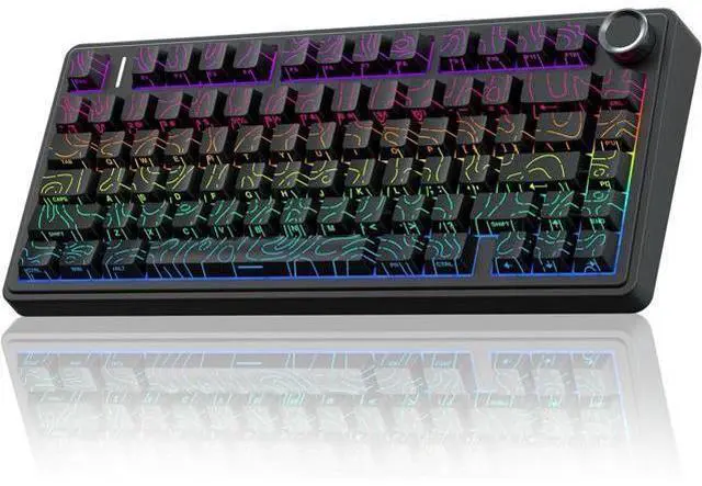 Main image of F75 Pro Wireless Mechanical Keyboard with Knob,75% Hot Swappable Custom Gaming Keyboards,RGB Backlit,Pre-lubed Switches,Side Printed PBT Keycaps Creamy Sounding Computer Keyboard, Line Black
