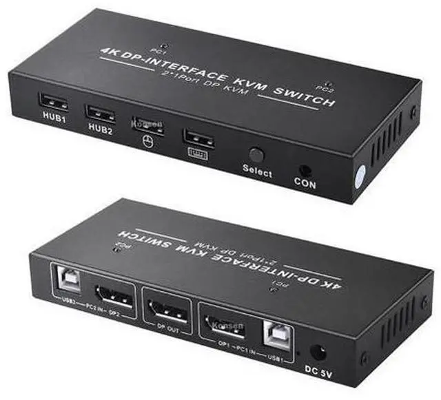 Main image of 2 Port Displayport KVM Switch 4K 60Hz USB DP KVM 2 in 1 out DP USB KVM Switch 2x1 For PC to share monitor mouse keyboard printer
