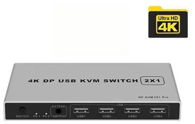 Main image of 8K Dual-port DP USB KVM 2x1 Displayport KVM Switch 2 in 1 out 4K 60Hz 2-Port DP 1.4 USB KVM Switch Support Mouse Keyboad Printer(USB Power cable) (4K)
