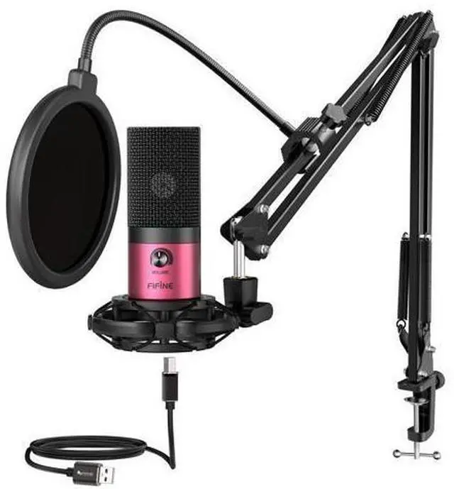 Main image of Deuninker Podcast Microphone Kit-USB PC Computer Recording Microphone, Condenser Mic Set for Streaming, Gaming, Voice-Over, Meeting, with Arm Stand, Shock Mount, Pop Filter-T669 Rose Red