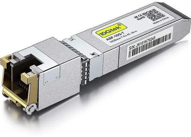 Main image of 10GBase-T SFP+ Transceiver, 10G T, 10G Copper, RJ-45 SFP+ CAT.6a, up to 30 Meters, Compatible with Juniper EX-SFP-10GE-T