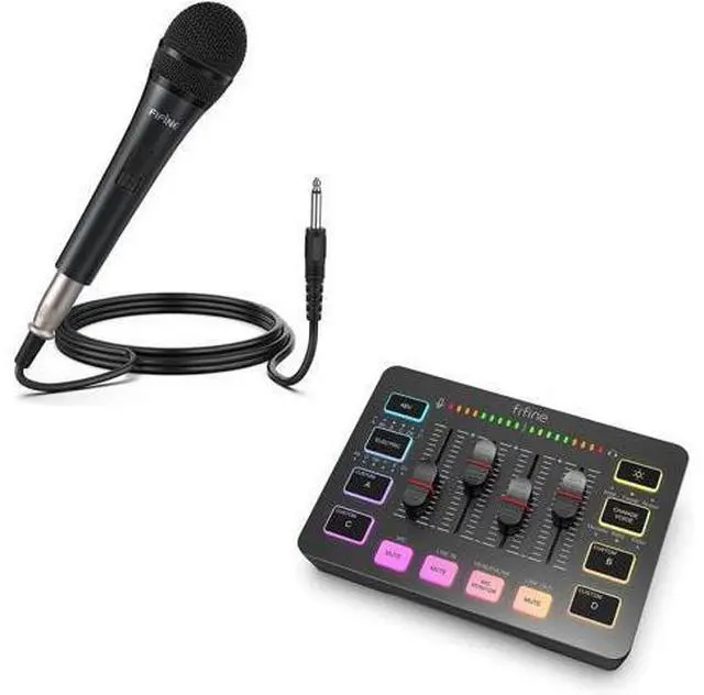 Main image of Deuninker Karaoke Microphone and Streaming 4-Channel RGB Mixer, Gaming Audio Mixer with XLR Interface for Game Voice, Podcast, Recording, YouTube, Dynamic Vocal Microphone for SpeakerK6+SC3