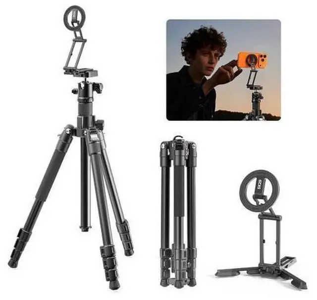 Main image of Deuninker Camera Tripod with Magnetic Phone Stand Set, SK29 Folable Mini Tripod Mount for Magsafe Phone Tripod, TT35 Camera Tripod Free Angle for for Content Creators, Travel Vlog Essentials