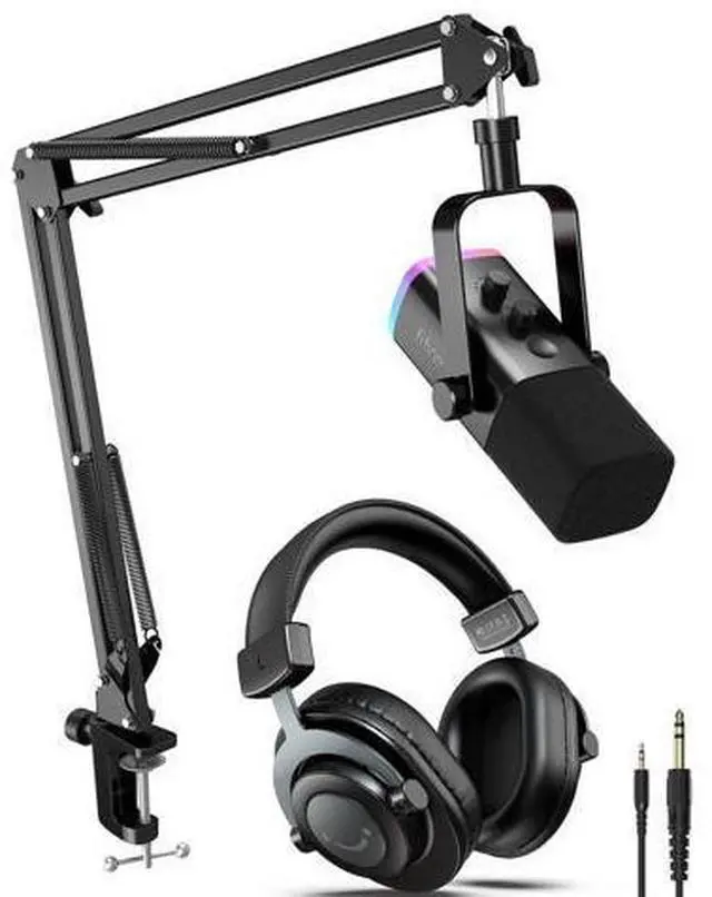 Main image of Deuninker XLR/USB Dynamic Microphone Kit with Studio Monitor Headphones, Gaming Microphone for PC Bundle with Over-Ear Wired Headphones, Mic Boom Arm for Streaming, Podcast, Vocal Recording (AM8T+H8)