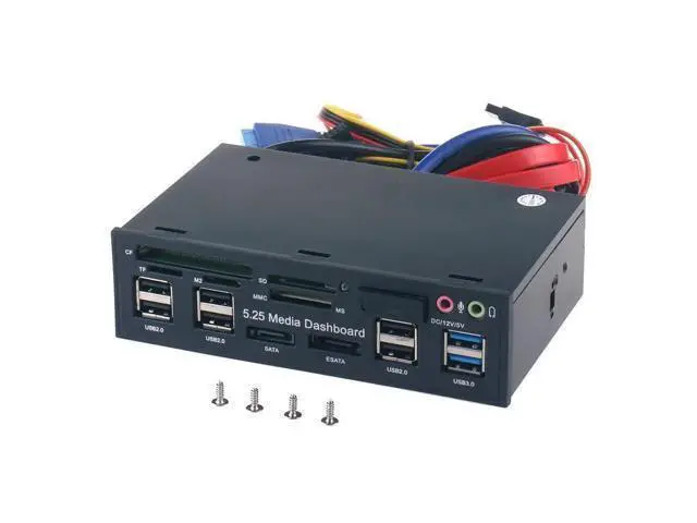 Alt view image 6 of 7 - 5.25 Inch PC Media Dashboard Front Panel Audio With SATA eSATA 2 x USB 3.0 And 6 x USB 2.0 Hub TF MMC M2 CF MS Card Reader