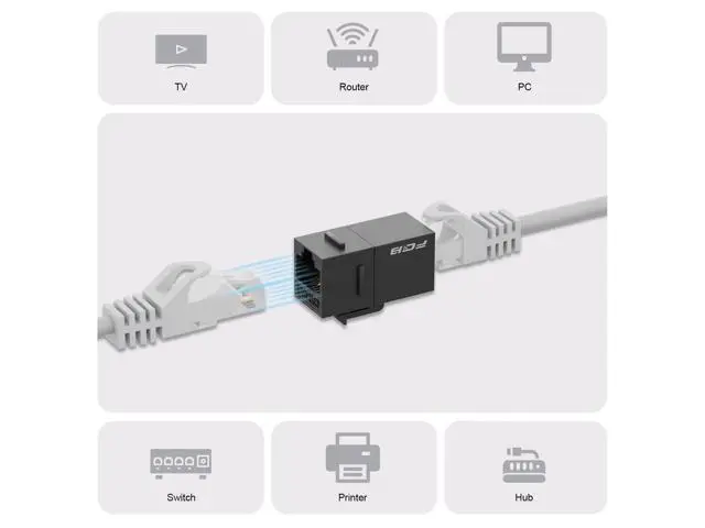Alt view image 3 of 7 - 10 Gbps CAT6A RJ45 Keystone Coupler 25-Pack, CAT6A Keystone Jack, Ethernet Coupler Female to Female UTP for Cat6a/Cat6/Cat5e/Cat5, Black