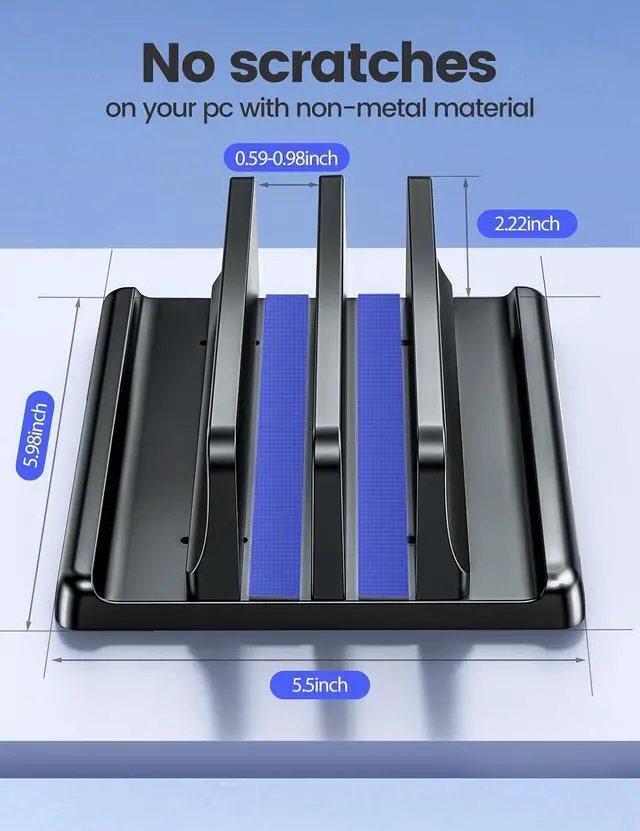 Alt view image 5 of 7 - Vertical Laptop Stand for Desk,Dual Slots Plastic Laptop Holder with Space Saving 4-in-1 Design,Adjustable Laptop Organizer Storage Supports for MacBook,Mac,HP,Dell,Microsoft Surface,Lenovo