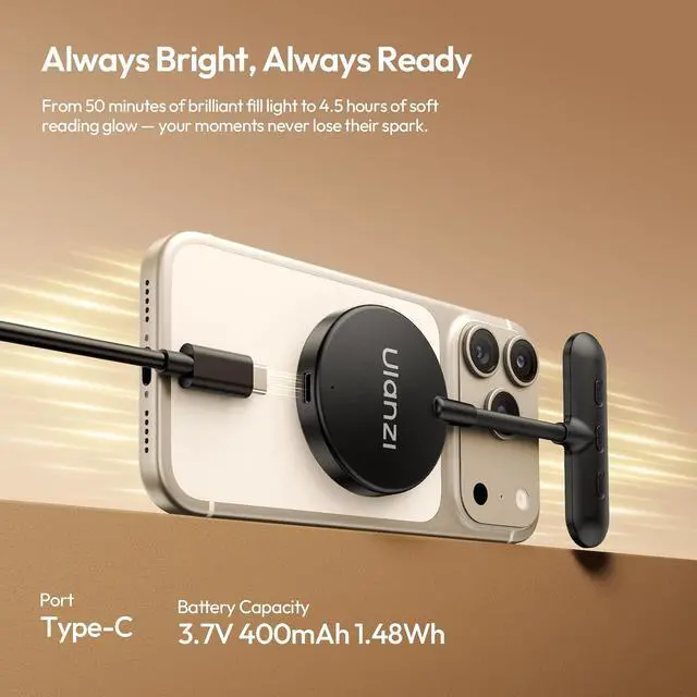 Alt view image 7 of 7 - M10 Magnetic Selfie Light - Gooseneck LED Phone Fill Light Portable Video Lighting, 5 Brightness Levels & Modes, Flexible Neck LED Lights for iPhone/Android/Photo/Reading