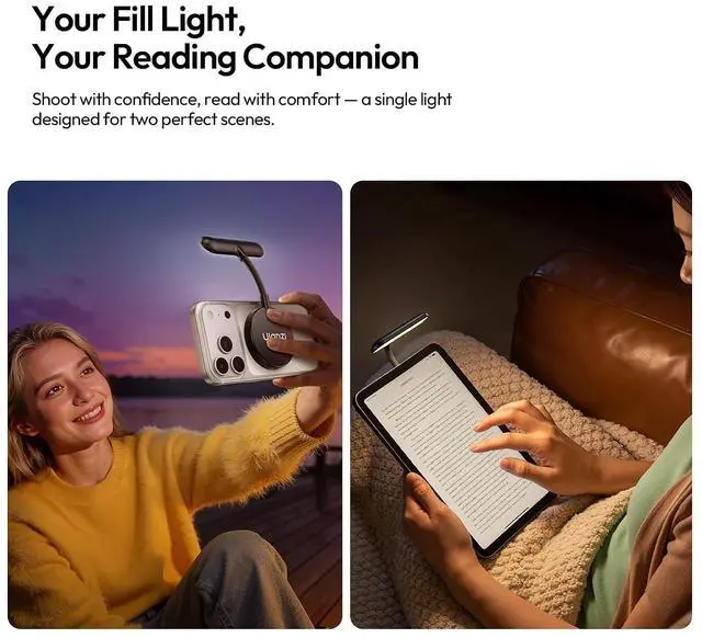 Alt view image 3 of 7 - M10 Magnetic Selfie Light - Gooseneck LED Phone Fill Light Portable Video Lighting, 5 Brightness Levels & Modes, Flexible Neck LED Lights for iPhone/Android/Photo/Reading