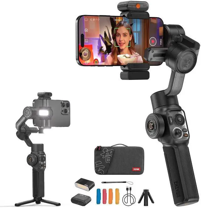 Main image of Smooth 5S AI Pro Gimbal Stabilizer for Smartphone 3-Axis Phone Gimbal with AI Tracker, Magnetic/Built-in Fill Light, Storage Bag, iPhone Stabilizer for Video Recording Filming Vlogging
