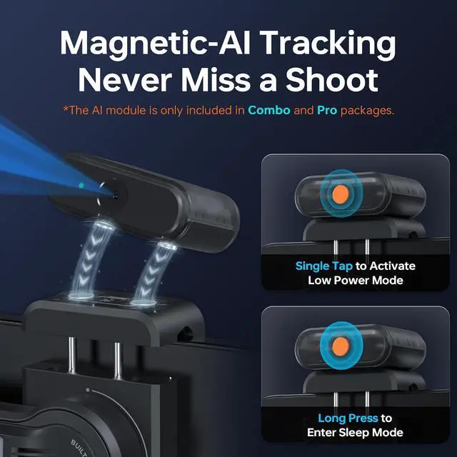 Alt view image 2 of 7 - Smooth 5S AI Pro Gimbal Stabilizer for Smartphone 3-Axis Phone Gimbal with AI Tracker, Magnetic/Built-in Fill Light, Storage Bag, iPhone Stabilizer for Video Recording Filming Vlogging