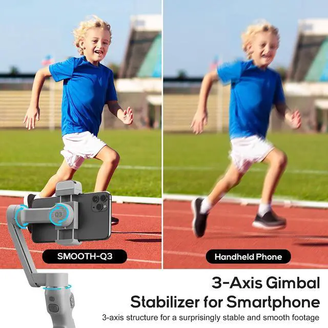 Alt view image 6 of 7 - Smooth Q3, 3-Axis Gimbal Stabilizer for Smartphone with Fill Light and Tripod, Auto Inception Dolly-Zoom Time-Lapse, Portable and Foldable, Gesture Control, Android and iPhone Gimbal