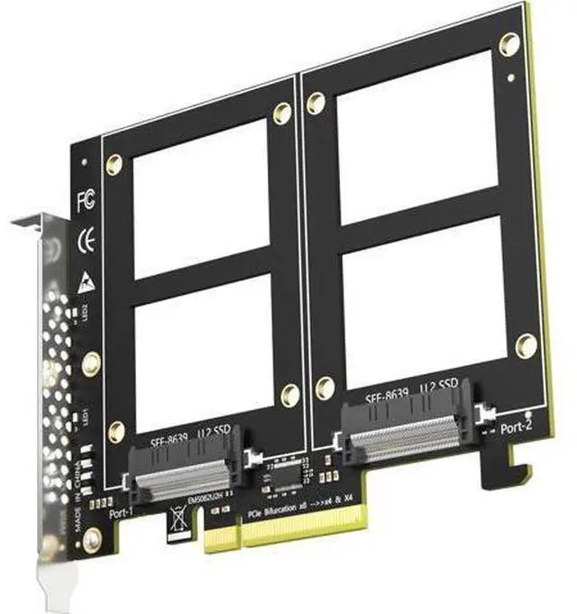 Main image of Dual U.2 to PCIe 4.0 X8 Adapter Without PCIe Bifurcation, Setup Soft U.2 SSD RAID via OS Tool, (PCIe Bifurcation Motherboard is Required)