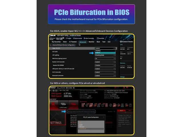 Alt view image 4 of 7 - Dual U.2 to PCIe 4.0 X8 Adapter Without PCIe Bifurcation, Setup Soft U.2 SSD RAID via OS Tool, (PCIe Bifurcation Motherboard is Required)