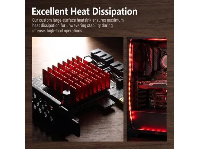 Alt view image 3 of 7 - PCIE SATA 3.0 Controller Card 2 Ports,6 Gbit/s PCIE SATA Expansion Card,PCI-E 3.0 GEN3 JMicron + JMB582 Chip