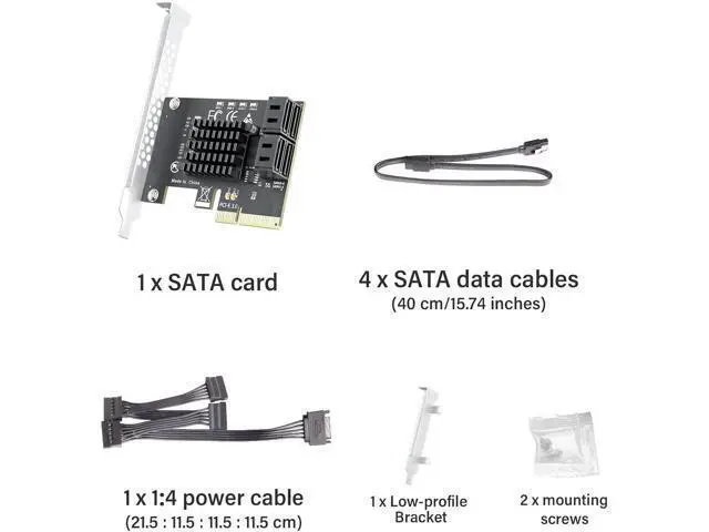 Alt view image 7 of 7 - 4-Port SATA Expansion Card (PCIe 3.0 x4 to 6Gbps SATA Card), Supports OS Boot, Compatible with Windows/Mac/Linux/NAS