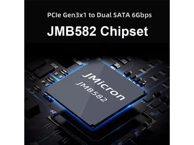 Alt view image 6 of 6 - Vertical JMB582 2280 NGFF Key B+M PCI Express to SATA 3.0 6Gbps Dual Ports Adapter Converter Hard Drive Extension Card