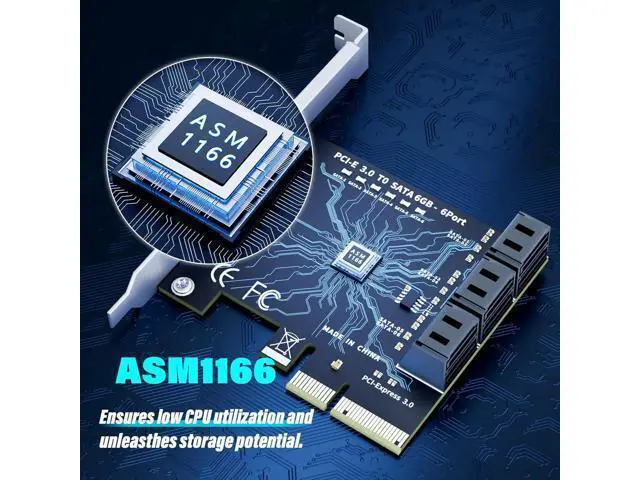 Alt view image 5 of 7 - 6-Port SATA Expansion Card (PCIe 3.0 x4 to 6Gbps SATA Card), Compatible with Windows/Mac/Linux/NAS (6 Port-PCIE X4)