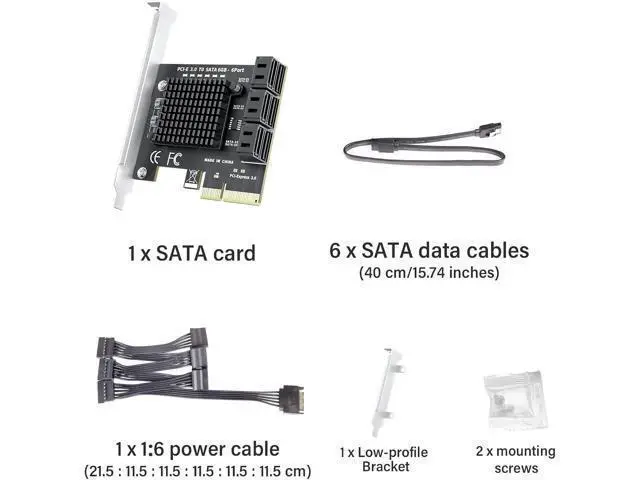 Alt view image 7 of 7 - 6-Port SATA Expansion Card (PCIe 3.0 x4 to 6Gbps SATA Card), Compatible with Windows/Mac/Linux/NAS (6 Port-PCIE X4)