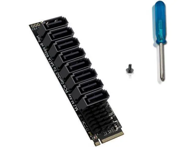 Alt view image 2 of 7 - NGFF NVME M-Key PCI Express to SATA 3.0 8 Ports 6Gbps Adapter Converter Hard Drive Extension Card 2280