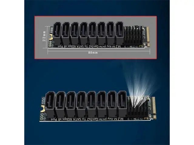 Alt view image 7 of 7 - NGFF NVME M-Key PCI Express to SATA 3.0 8 Ports 6Gbps Adapter Converter Hard Drive Extension Card 2280