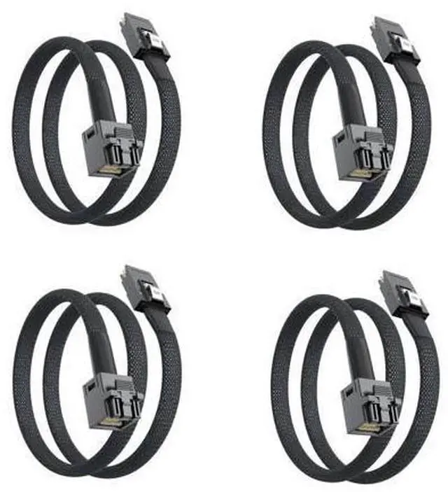 Main image of SFF-8643 to SFF-8087 Mini SAS HD Cable, SAS 3.0 to 2.0, Compatible with RAID Controllers, Servers, Backplanes and Hosts, 100-Ohm, 0.5-m(1.6ft), 4 Pack