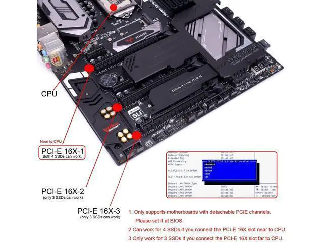 Alt view image 3 of 7 - Card Four Slimline SFF-8654 4X 4 NVME to PCIE Express 3.0 4.0 Raid Card VROC Raid0 Hyper Adapter