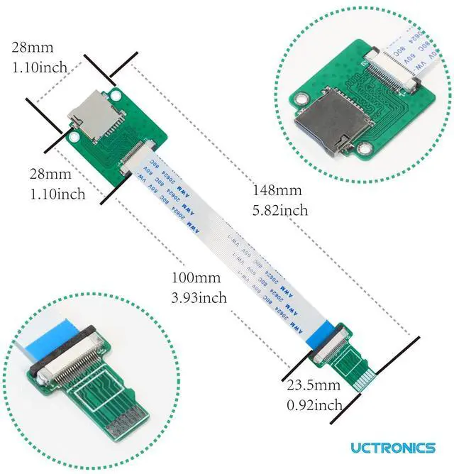 Alt view image 2 of 6 - Micro SD Male to Female Flexible Extender, 15cm/5.9in Micro SD Card Extension Cable Adapter Compatible with Raspberry Pi, Arduino, and 3D Printer, 4 Pack