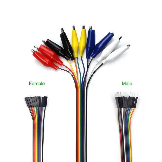 Alt view image 2 of 6 - Breadboard Alligator Clip Jumpers - Gator to Male and Female Jumper Wires Test Lead 2x10pcs 8 inch for Power Supply,LED Strips, Multimeters, Arduino Lilypad and Raspberry Pi