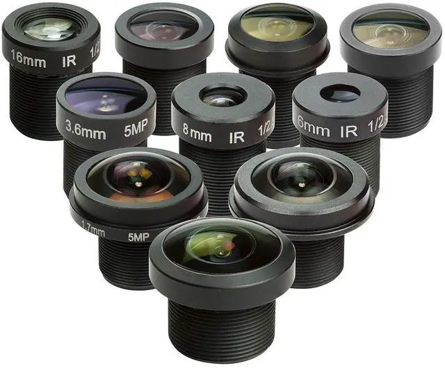 Main image of M12 Lens Set for Raspberry Pi & Arduino - Telephoto, Macro, Wide Angle, Fisheye (10-200) with Holder & Cleaning Cloth
